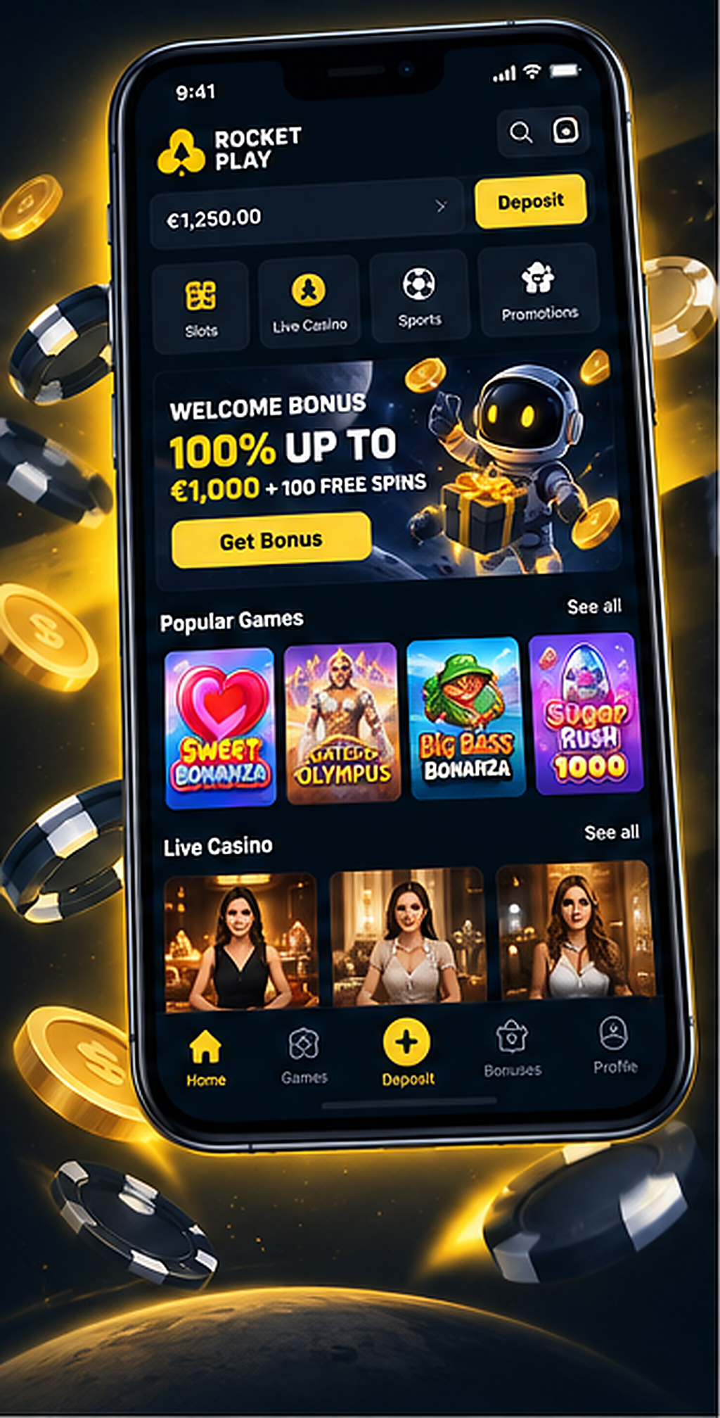 RocketPlay Casino mobile app offer